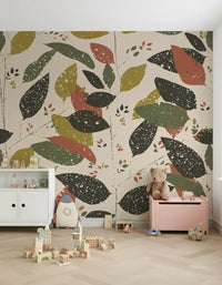 Rustic Foliage Hearthy Tones Wall Mural