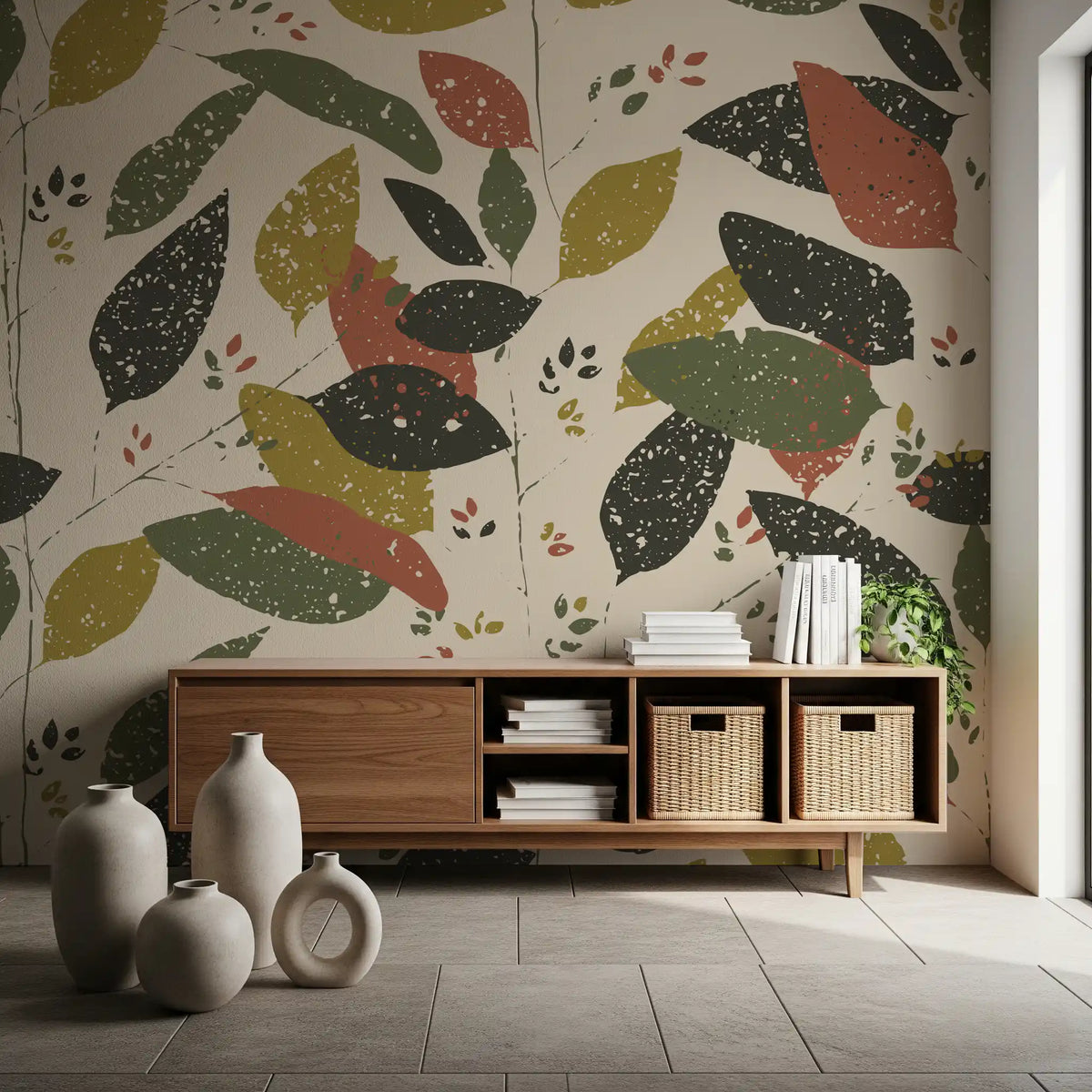 Rustic Foliage Hearthy Tones Wall Mural