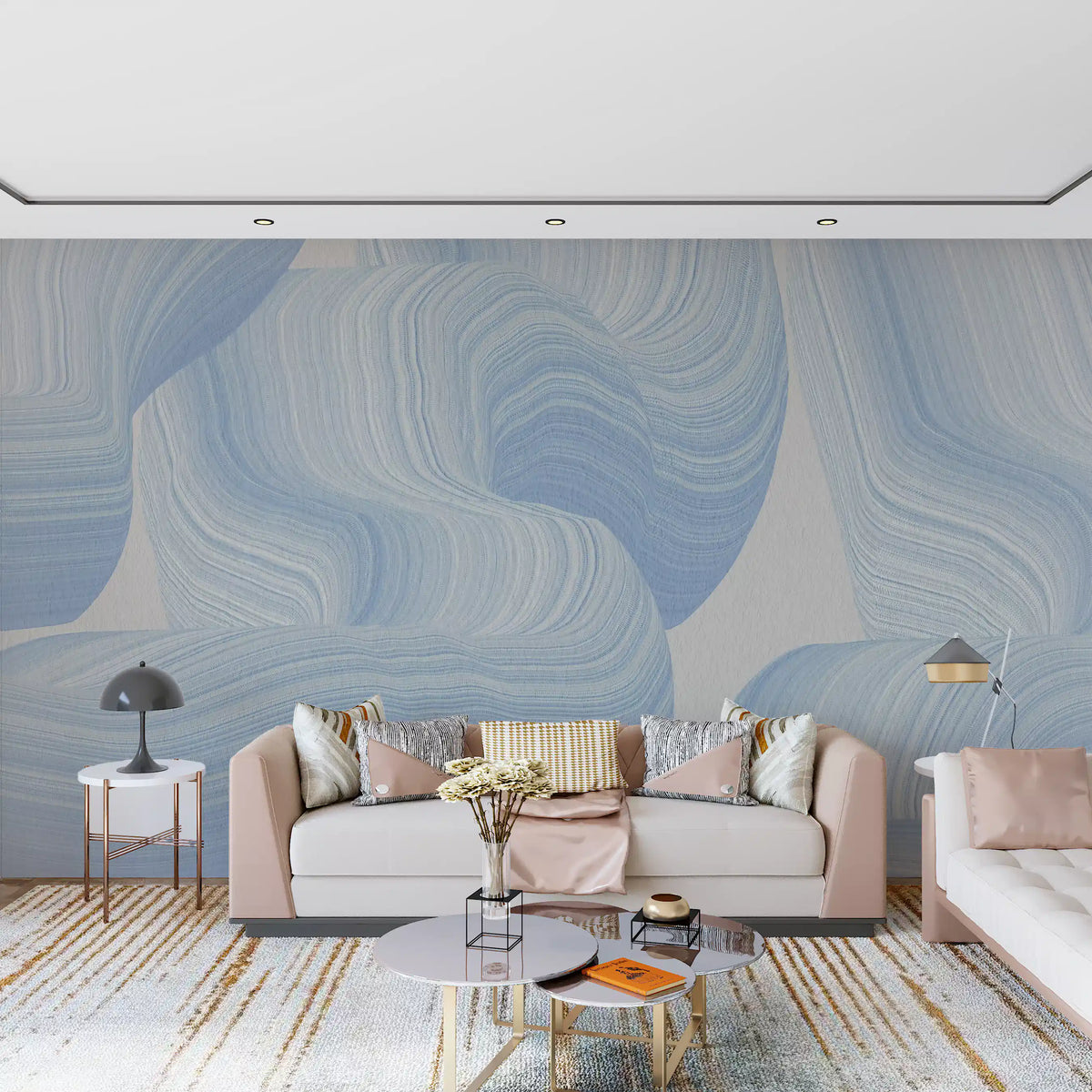Cerulean Waves Abstract Wall Mural