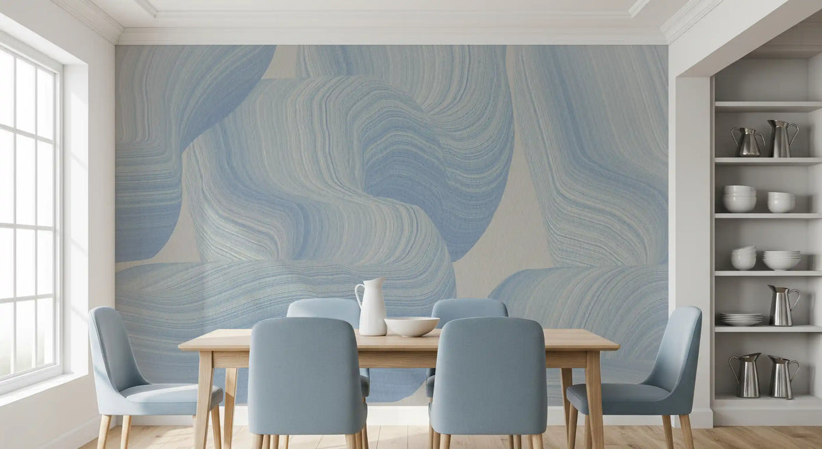 Cerulean Waves Abstract Wall Mural