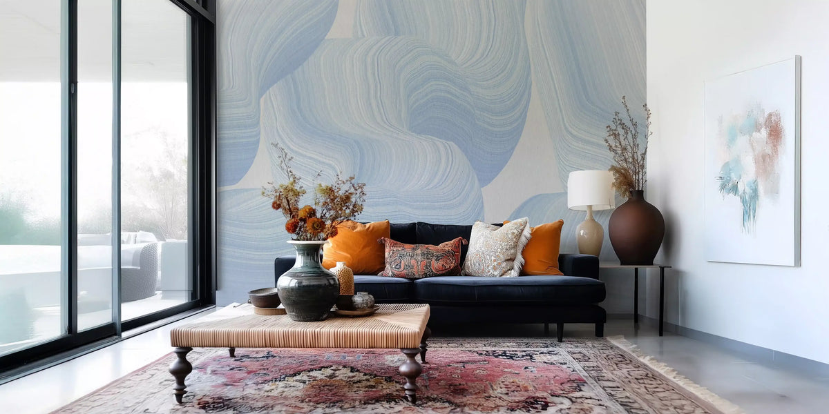 Cerulean Waves Abstract Wall Mural