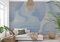 Cerulean Waves Abstract Wall Mural