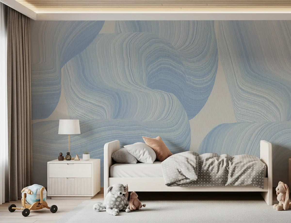 Cerulean Waves Abstract Wall Mural