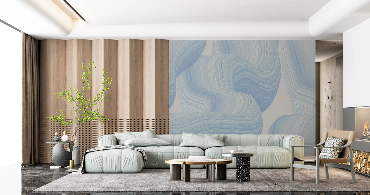 Cerulean Waves Abstract Wall Mural