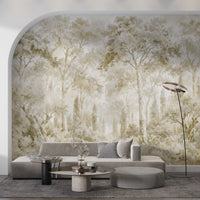 Oatmeal Mist Tuscan Forest Path Wall Mural Wall Mural