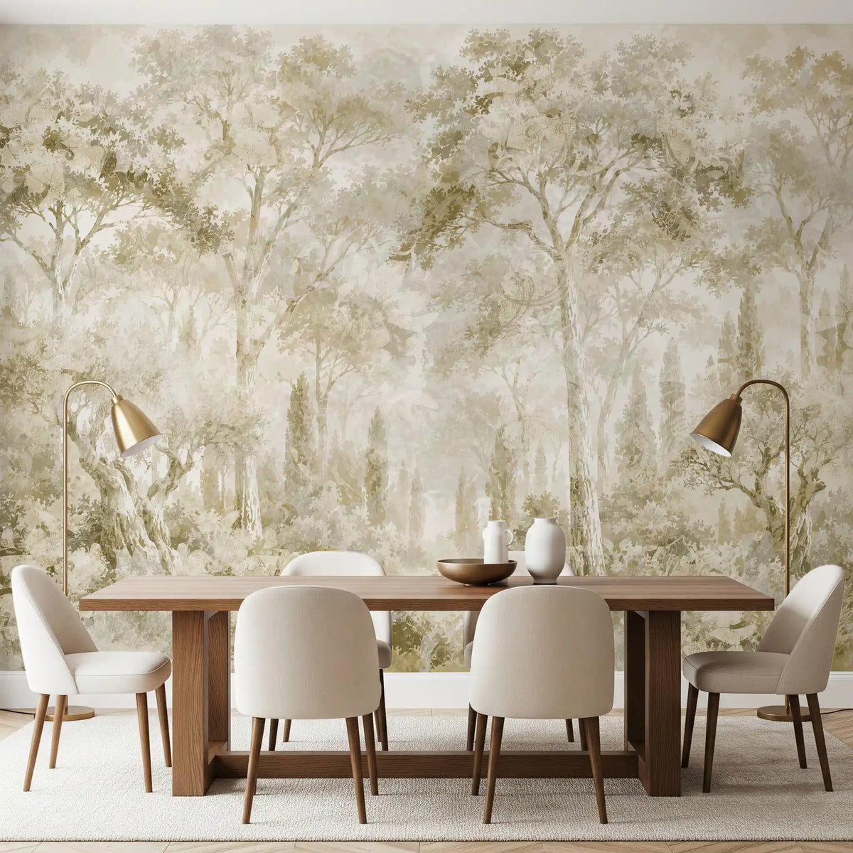 Oatmeal Mist Tuscan Forest Path Wall Mural Wall Mural