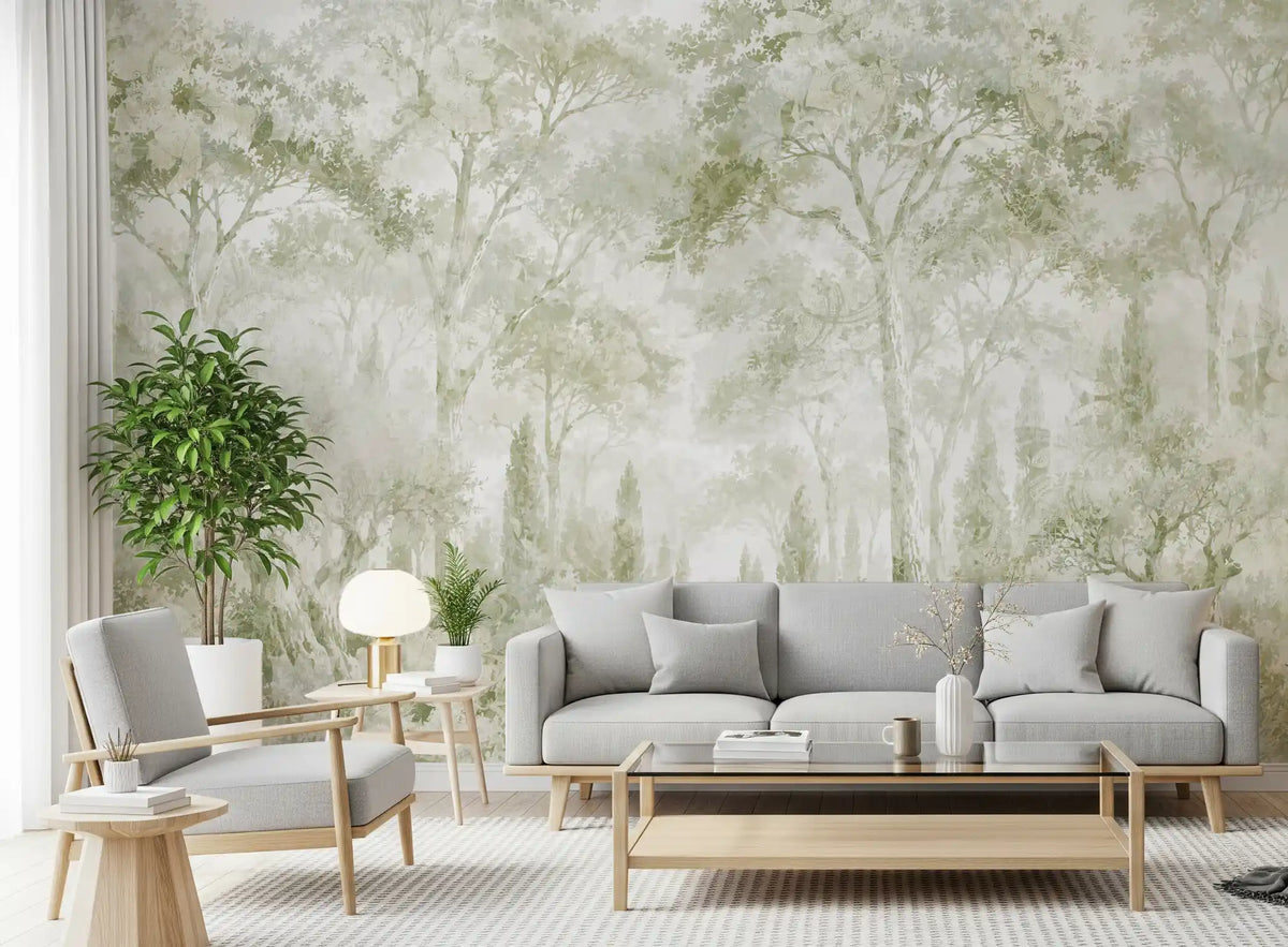 Eucalyptus Green Tuscan Forest Path Wall Mural Wall Mural