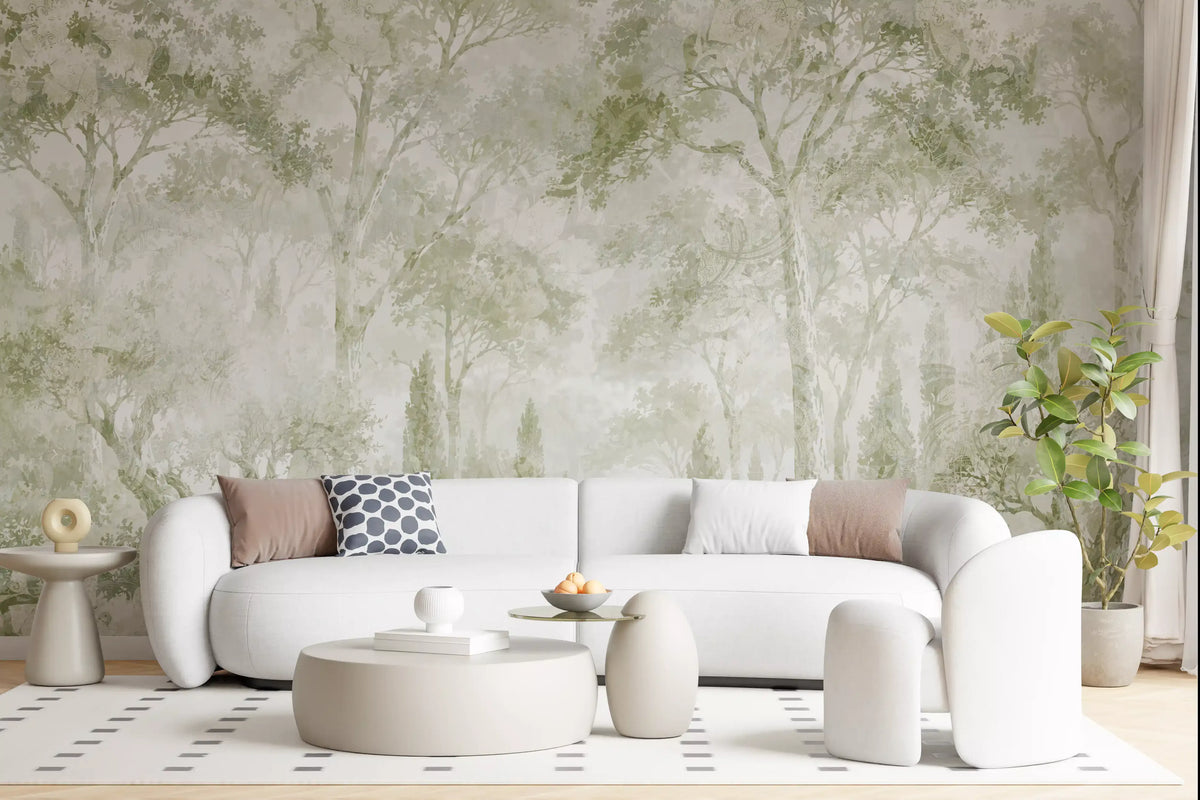 Eucalyptus Green Tuscan Forest Path Wall Mural Wall Mural