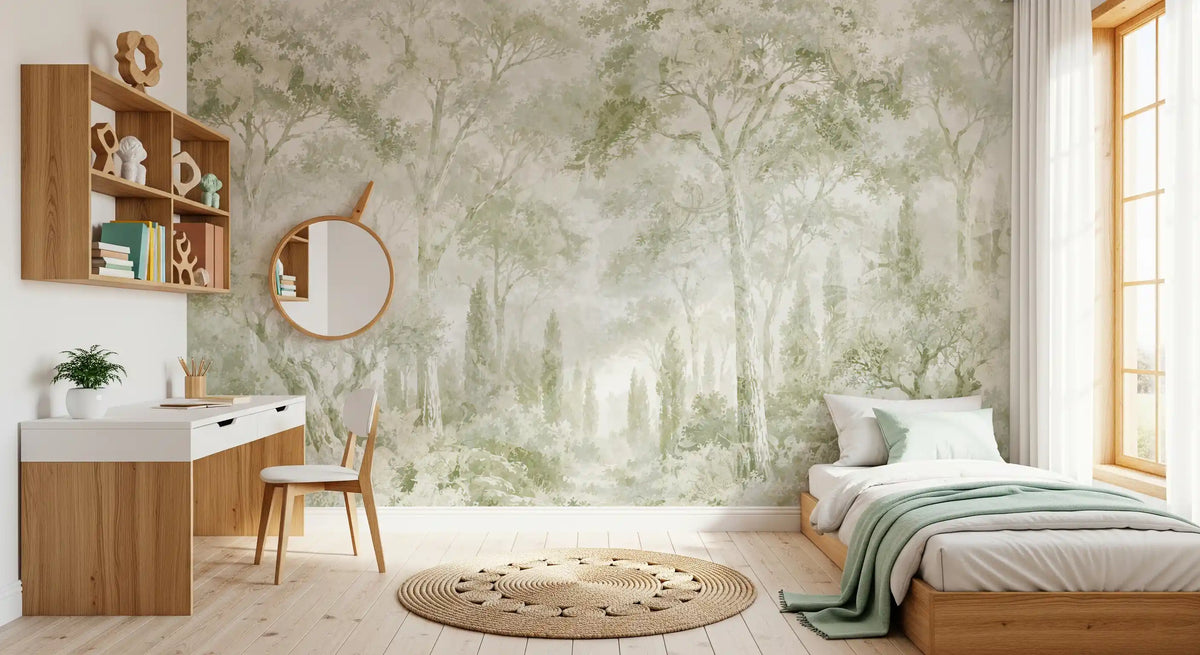 Eucalyptus Green Tuscan Forest Path Wall Mural Wall Mural