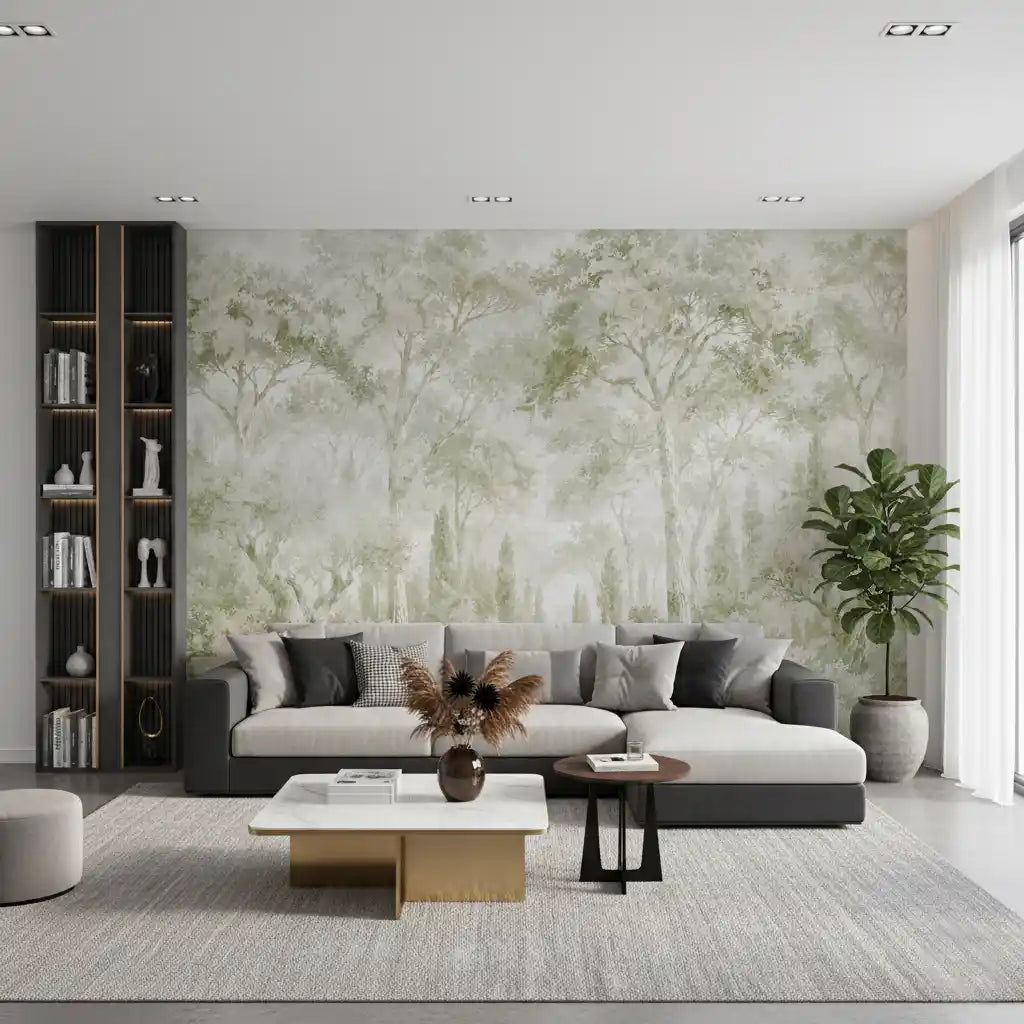 Eucalyptus Green Tuscan Forest Path Wall Mural Wall Mural