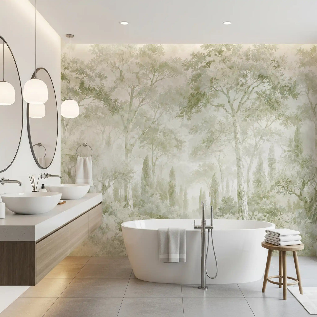 Eucalyptus Green Tuscan Forest Path Wall Mural Wall Mural