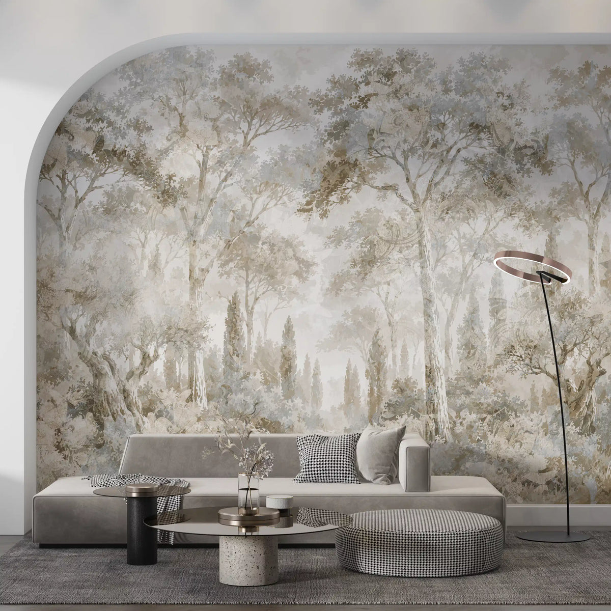 Misty Tuscan Forest Path Wall Mural Wall Mural