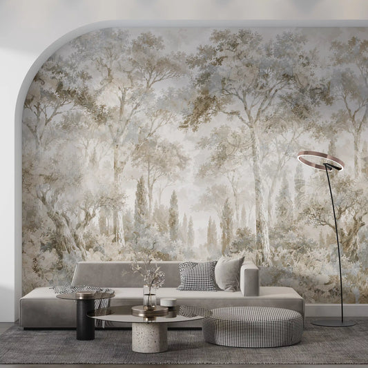 Misty Tuscan Forest Path Wall Mural Wall Mural