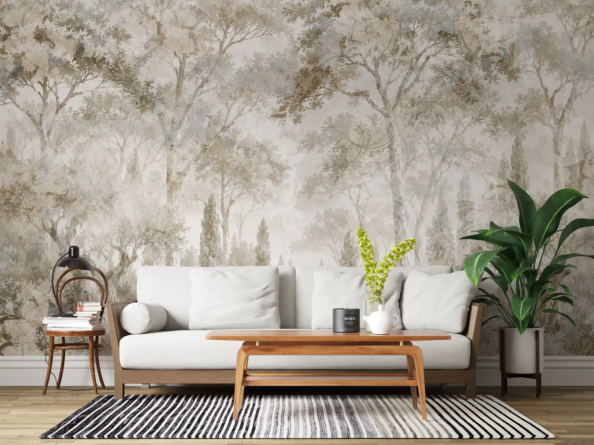 Misty Tuscan Forest Path Wall Mural Wall Mural