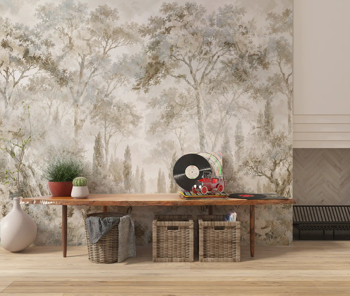 Misty Tuscan Forest Path Wall Mural Wall Mural