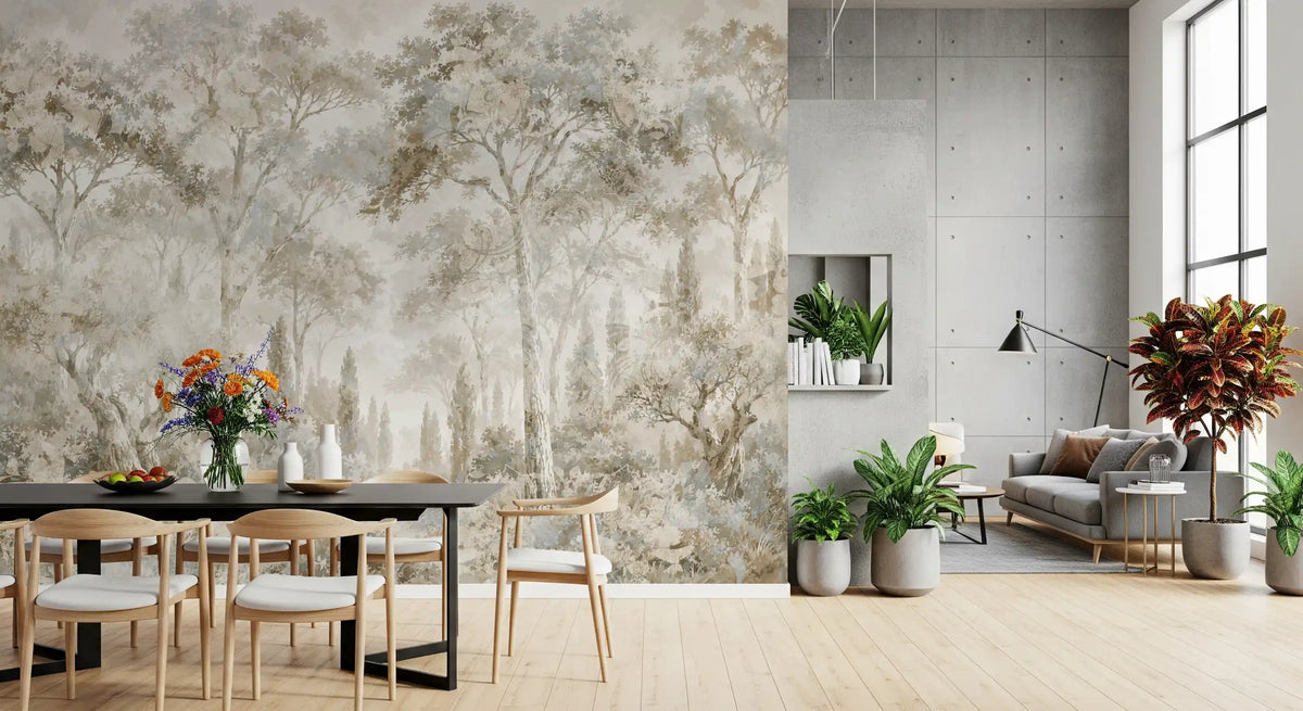 Misty Tuscan Forest Path Wall Mural Wall Mural