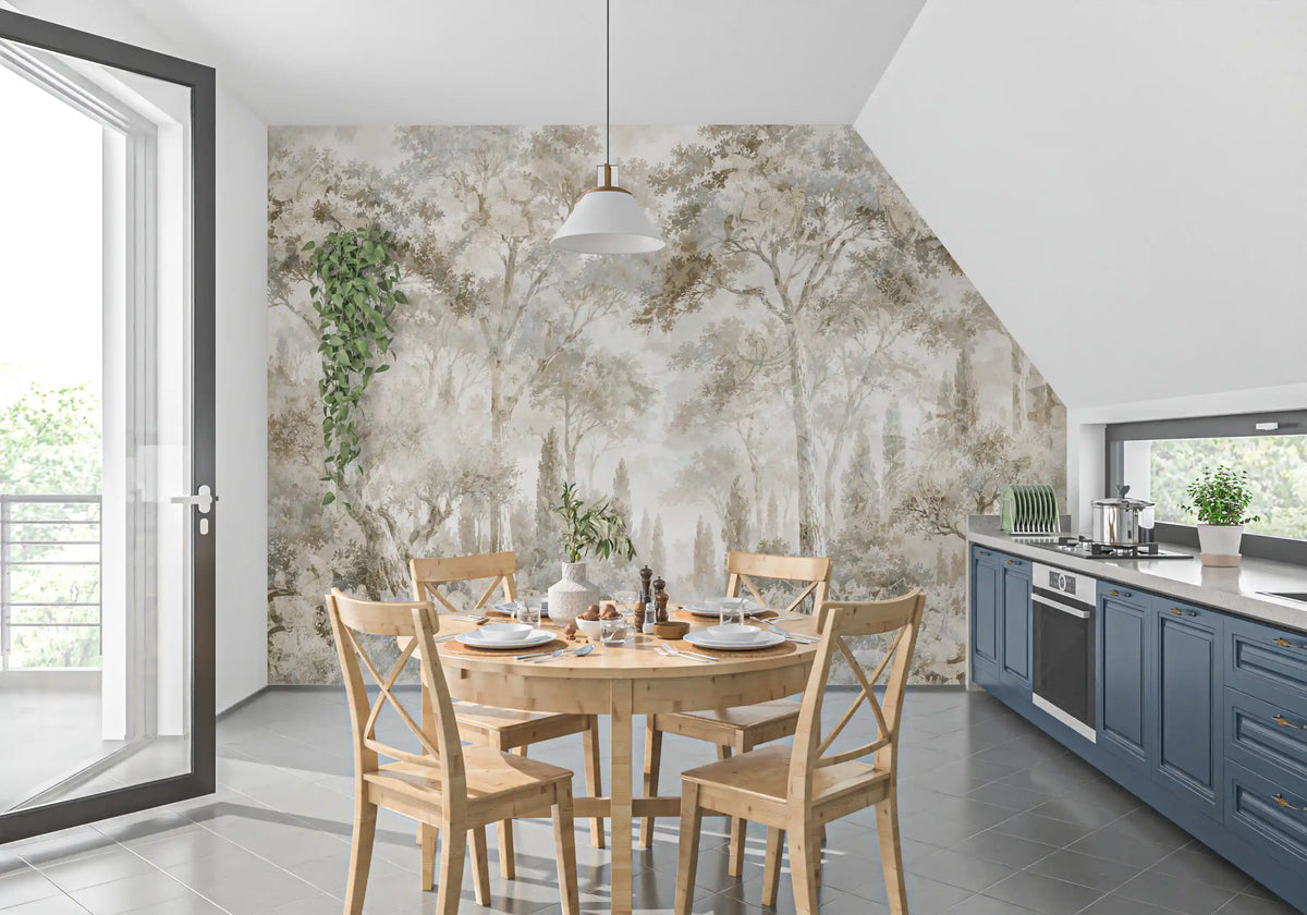 Misty Tuscan Forest Path Wall Mural Wall Mural