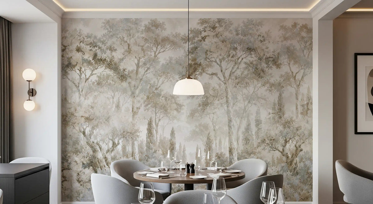 Misty Tuscan Forest Path Wall Mural Wall Mural