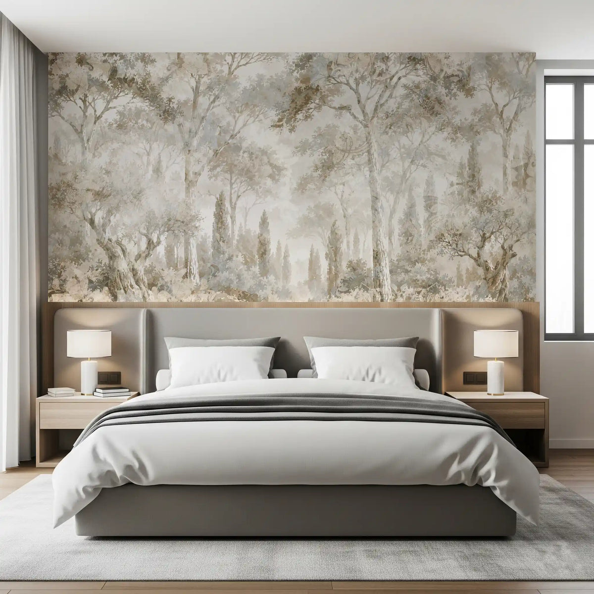 Misty Tuscan Forest Path Wall Mural Wall Mural