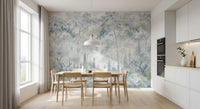Misty Icy Blue Tuscan Forest Path wall mural Wall Mural