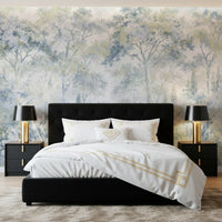 Misty Icy Blue Tuscan Forest Path wall mural Wall Mural