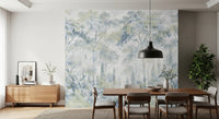 Misty Icy Blue Tuscan Forest Path wall mural Wall Mural