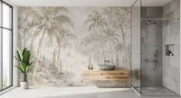 Oatmeal Mist Tropical Palm Path Wall Mural Wall Mural