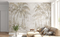 Oatmeal Mist Tropical Palm Path Wall Mural Wall Mural