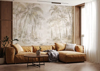 Oatmeal Mist Tropical Palm Path Wall Mural Wall Mural