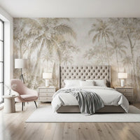 Oatmeal Mist Tropical Palm Path Wall Mural Wall Mural
