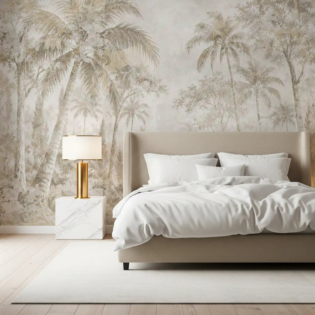 Oatmeal Mist Tropical Palm Path Wall Mural Wall Mural