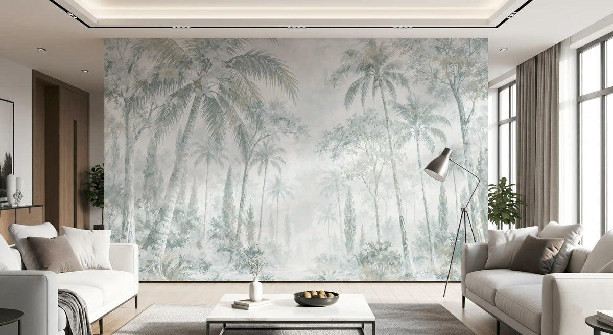 Misty Blue Jungle Path Wall Mural Wall Mural