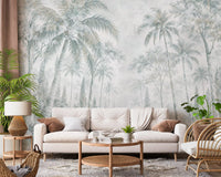 Misty Blue Jungle Path Wall Mural Wall Mural