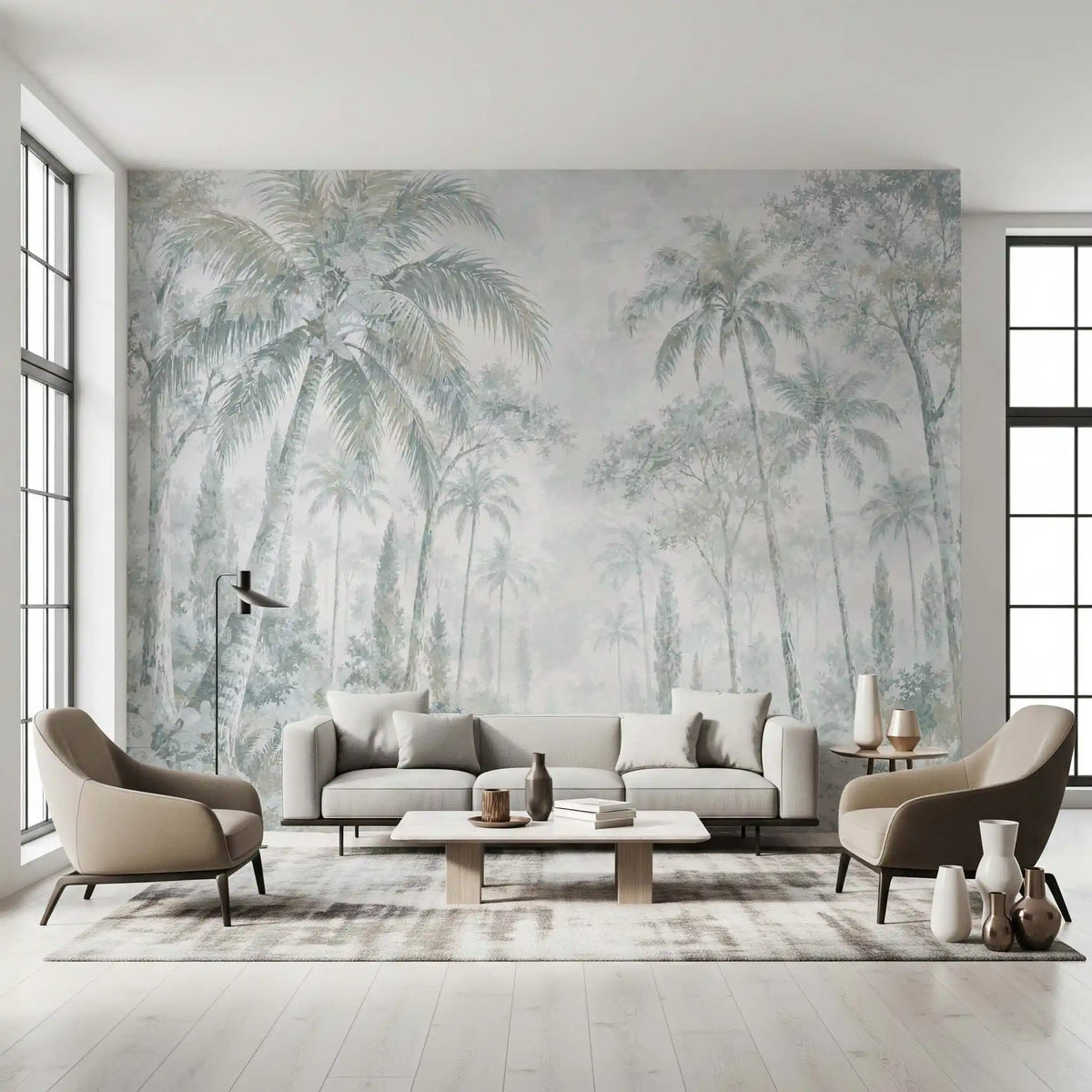 Misty Blue Jungle Path Wall Mural Wall Mural