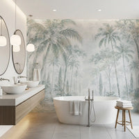 Misty Blue Jungle Path Wall Mural Wall Mural