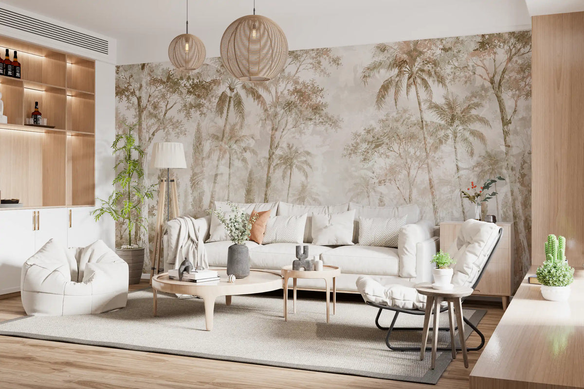 Sepia Jungle Dream Wall Mural Wall Mural