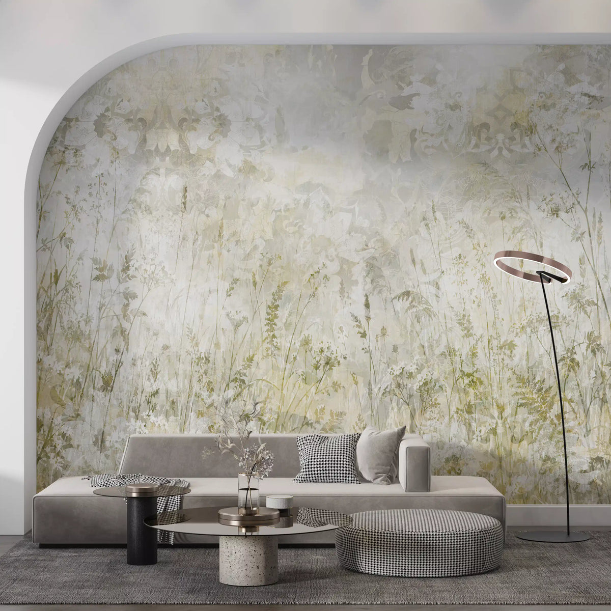 Botanical Damask Wildflower Meadow Wall Mural Wall Mural