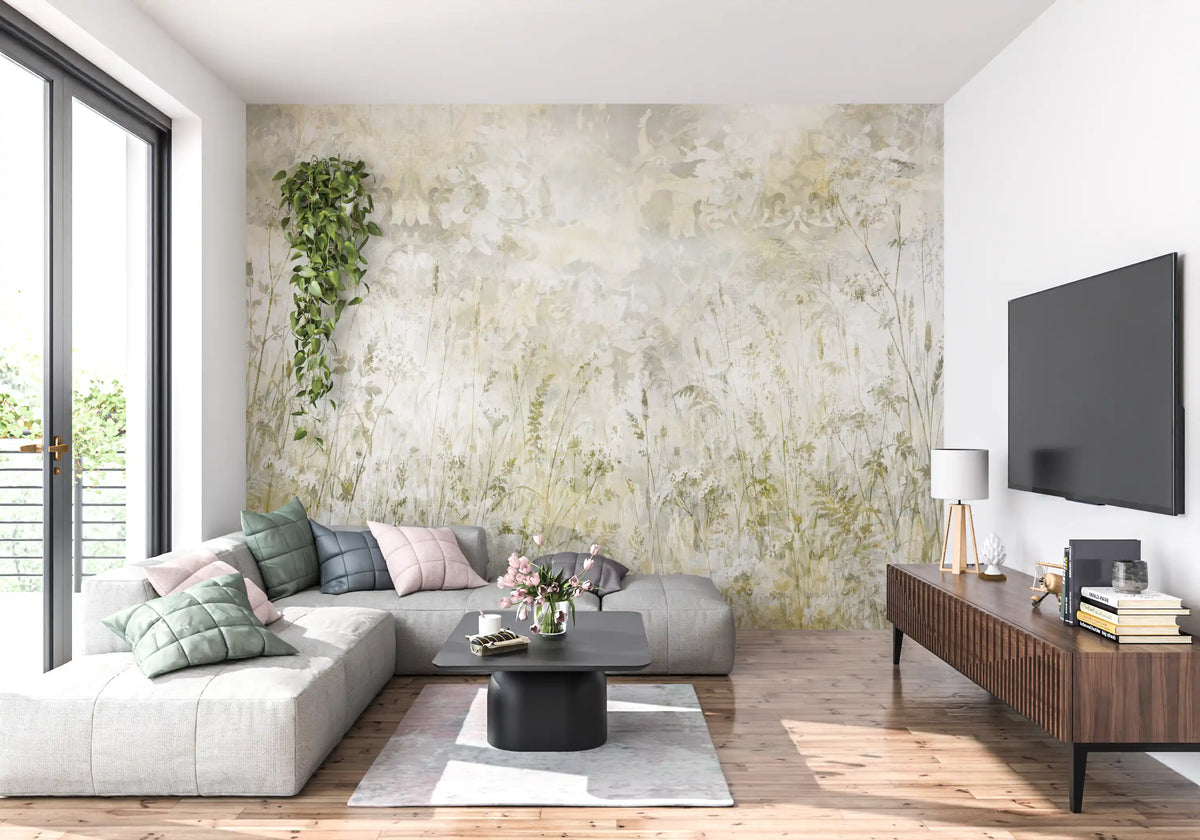 Botanical Damask Wildflower Meadow Wall Mural Wall Mural