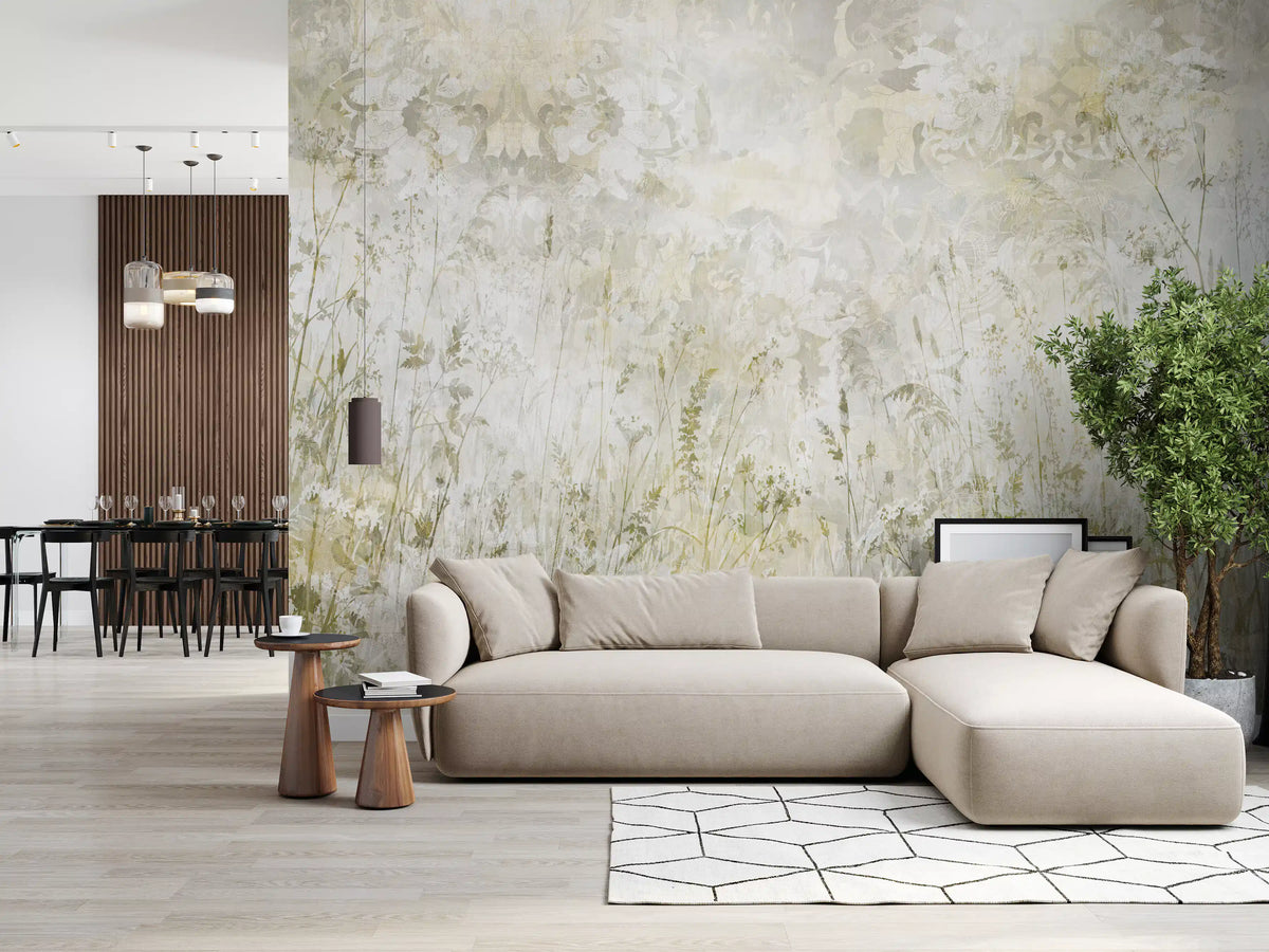Botanical Damask Wildflower Meadow Wall Mural Wall Mural