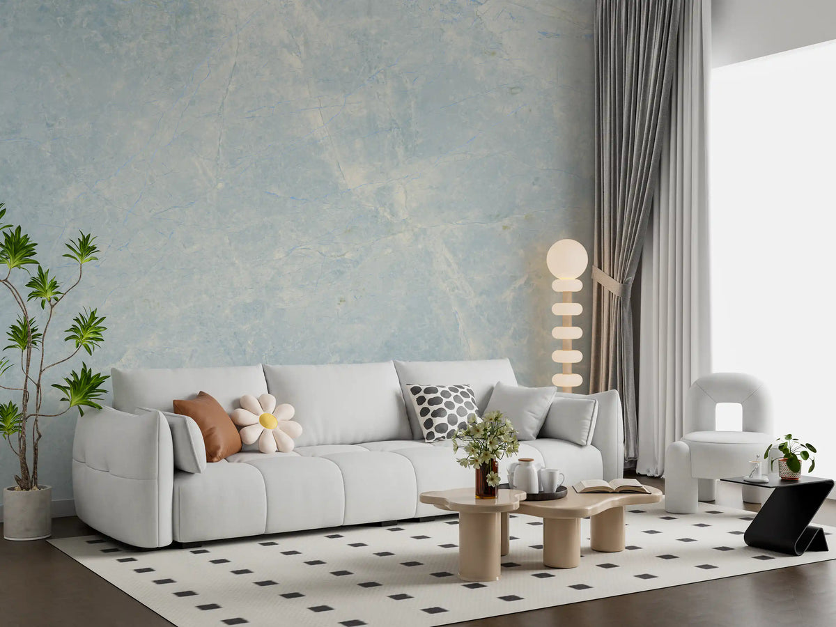 Ethereal Azure Marble Stone Wall Mural