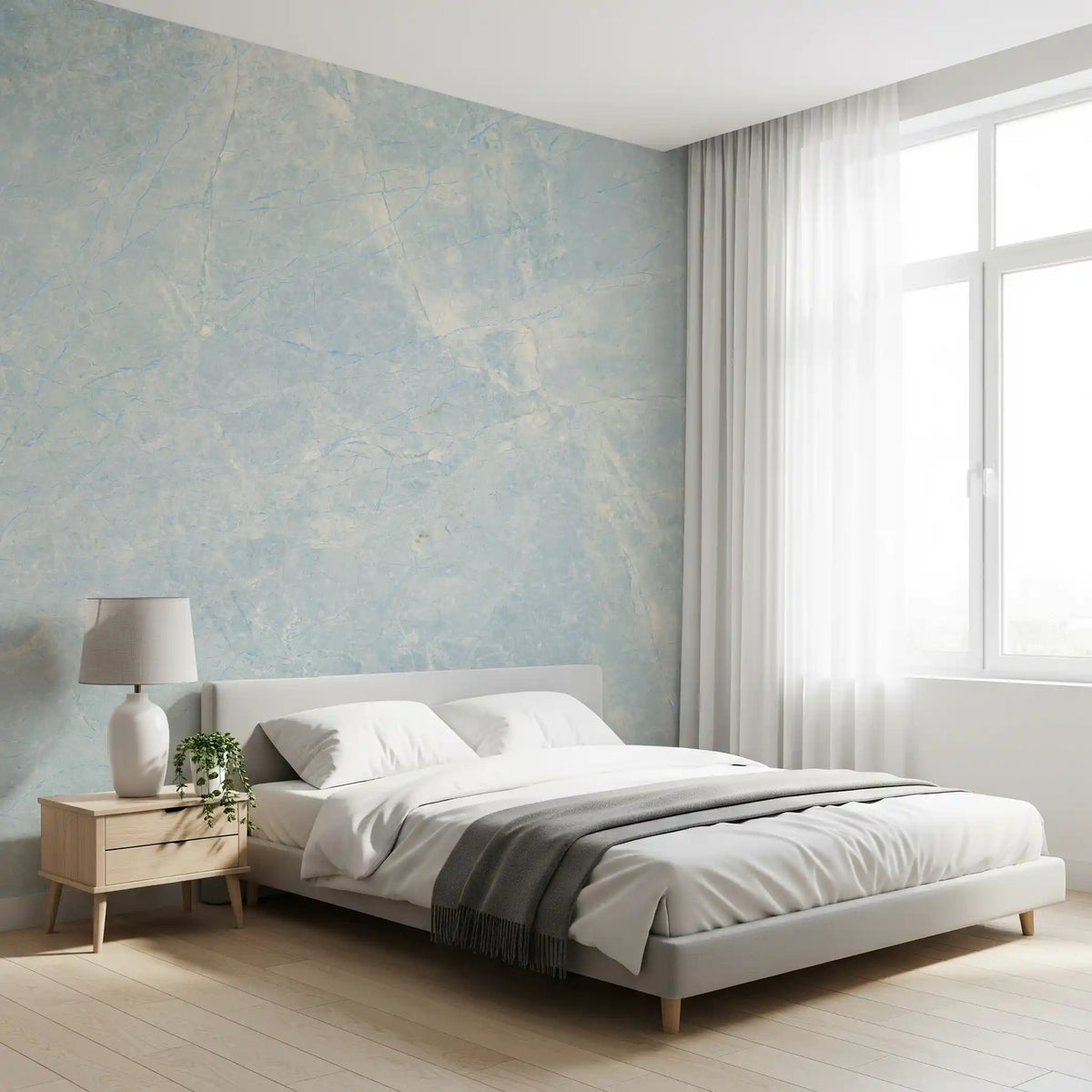 Ethereal Azure Marble Stone Wall Mural