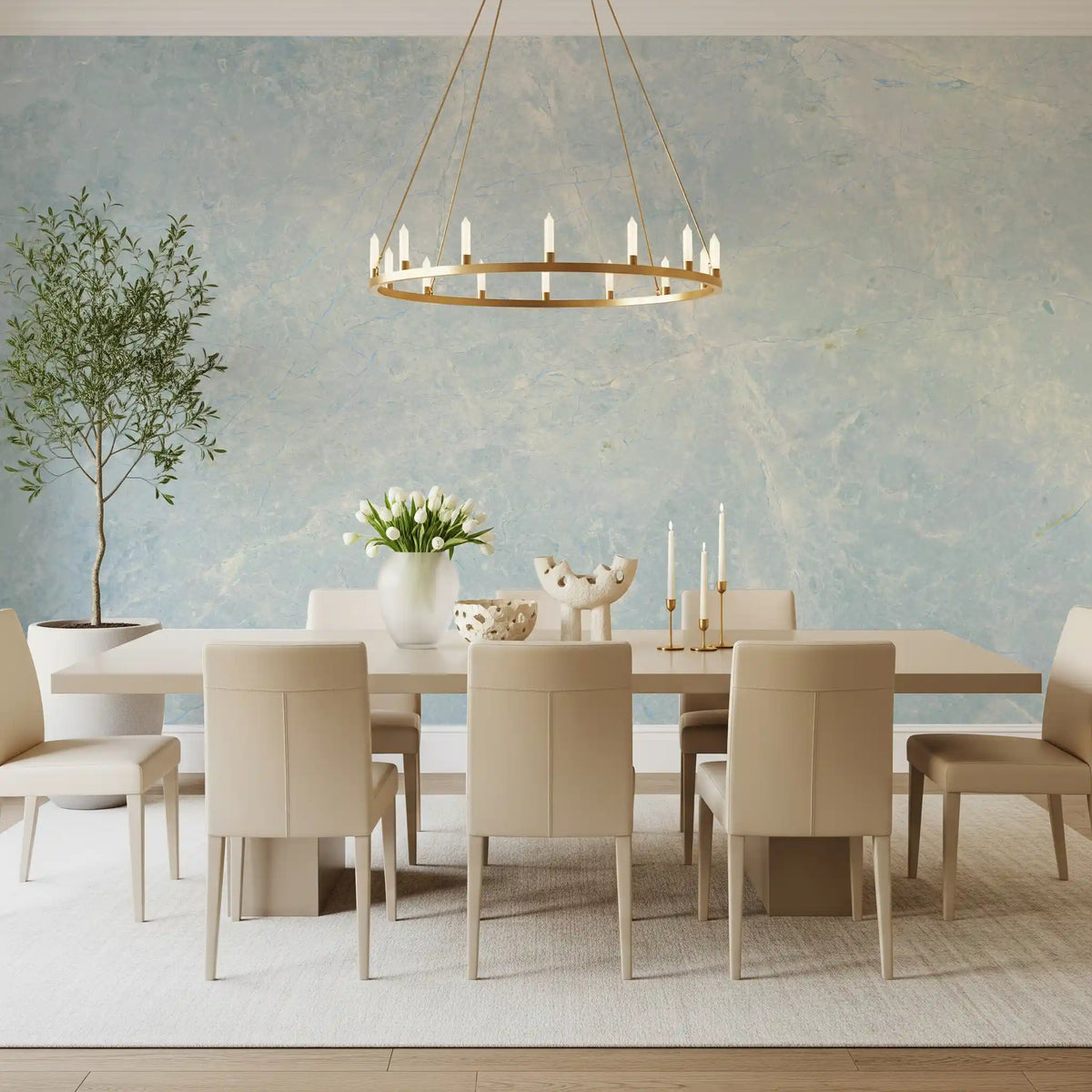 Ethereal Azure Marble Stone Wall Mural
