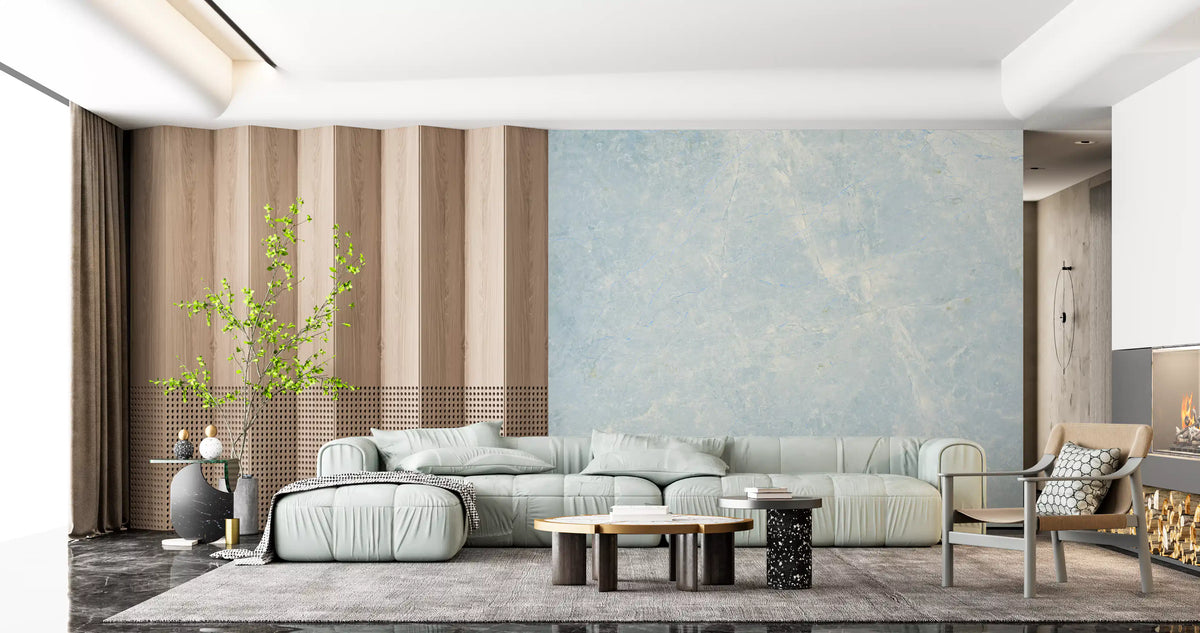 Ethereal Azure Marble Stone Wall Mural