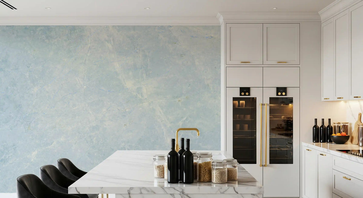 Ethereal Azure Marble Stone Wall Mural