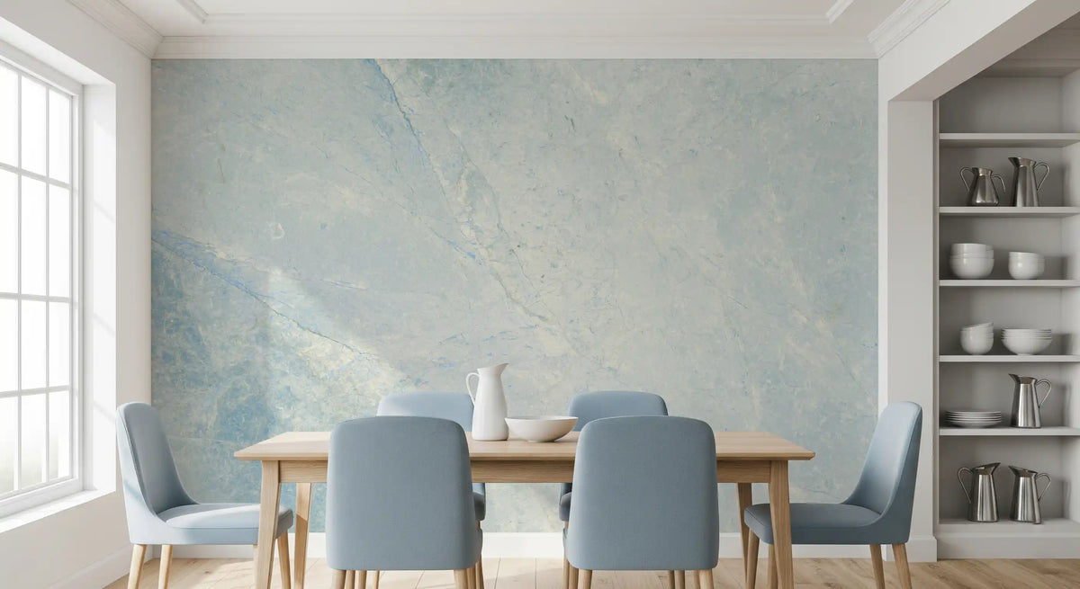 Cool Azure Marble Slab Texture Wall Mural