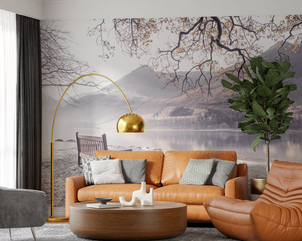 Misty Morning Mountain Vista Wall Mural