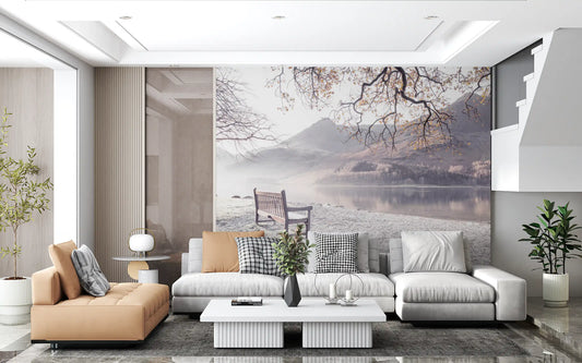 Misty Morning Mountain Vista Wall Mural