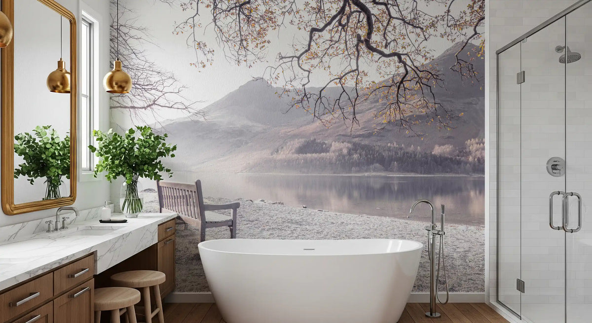 Misty Morning Mountain Vista Wall Mural