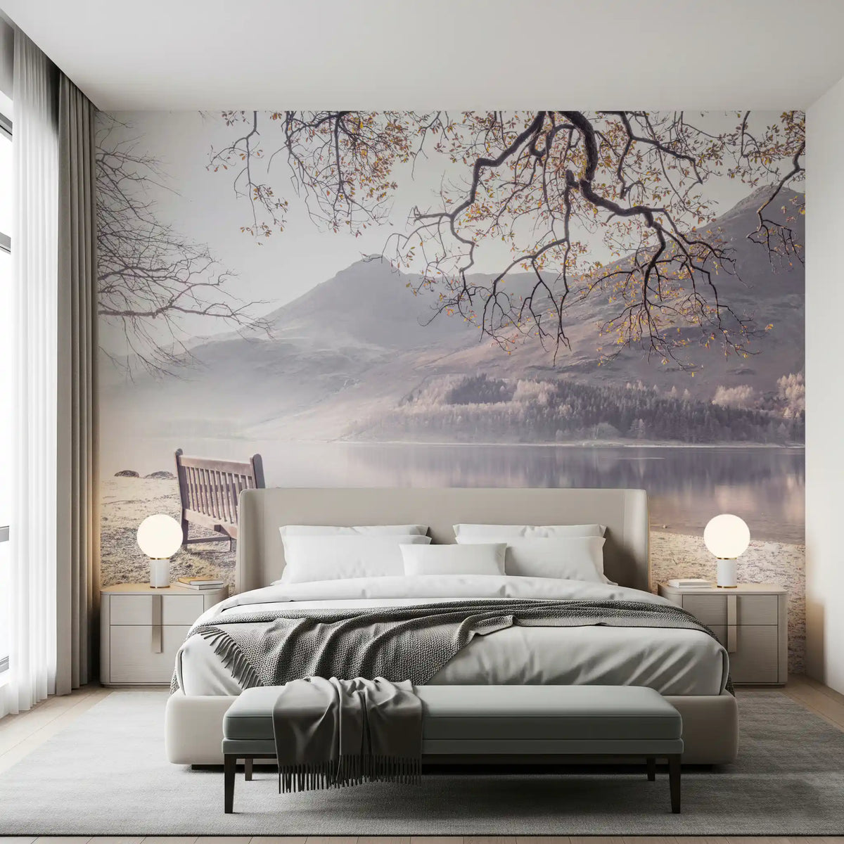 Misty Morning Mountain Vista Wall Mural