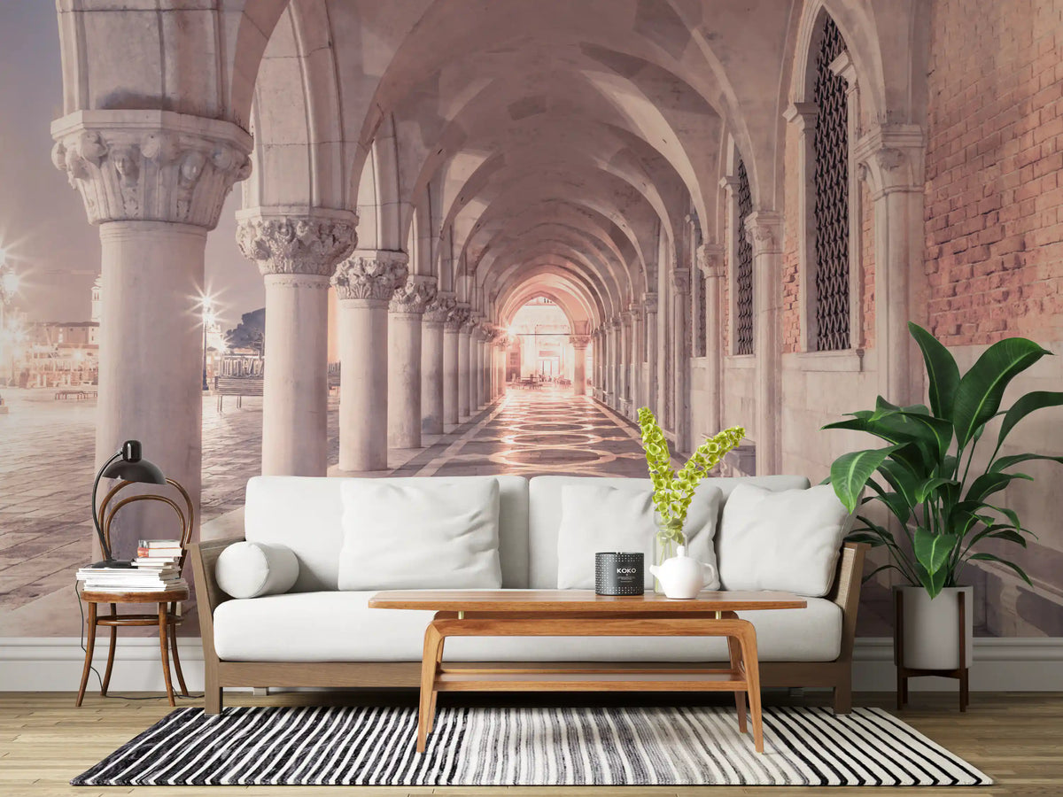Stonework Corridor Perspective Wall Mural